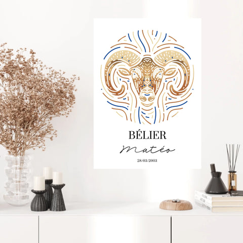 Tableau Personnalisé Signe Astrologique Bélier