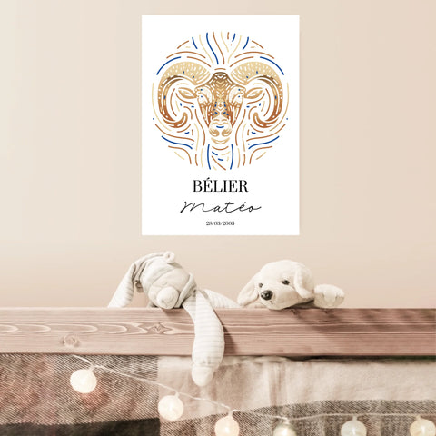 Tableau Personnalisé Signe Astrologique Bélier