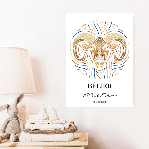 Tableau Personnalisé Signe Astrologique Bélier