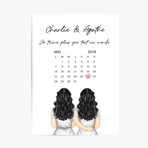 Affiche Personnalisée Couple Lesbien Calendrier