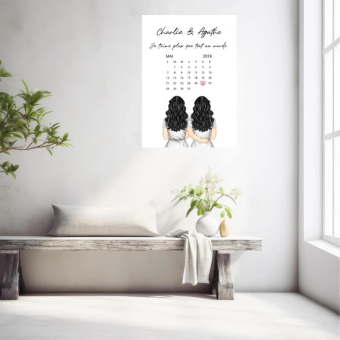 Affiche Personnalisée Couple Lesbien Calendrier