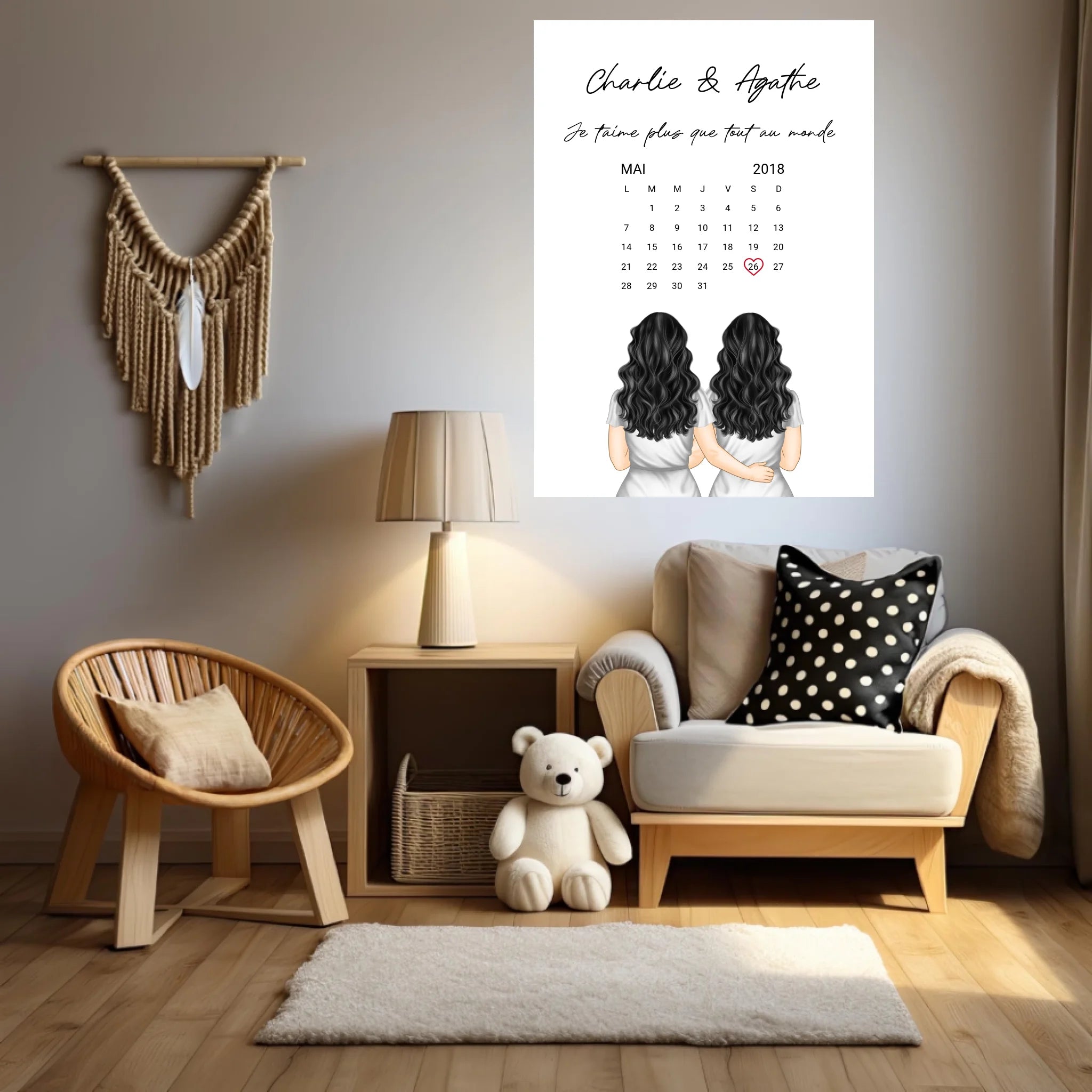 Affiche Personnalisée Couple Lesbien Calendrier