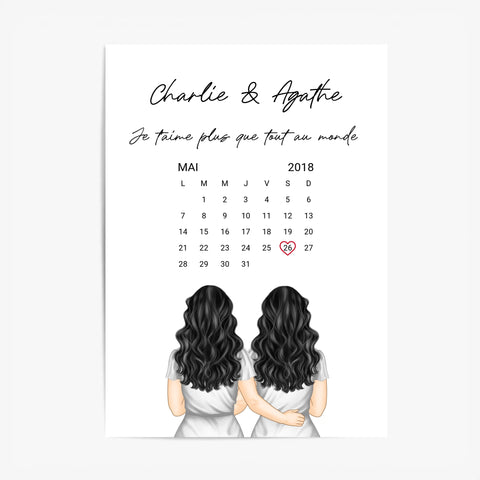 Affiche Personnalisée Couple Lesbien Calendrier