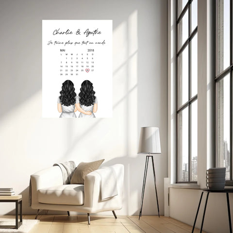 Affiche Personnalisée Couple Lesbien Calendrier