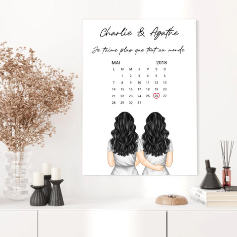 Affiche Personnalisée Couple Lesbien Calendrier