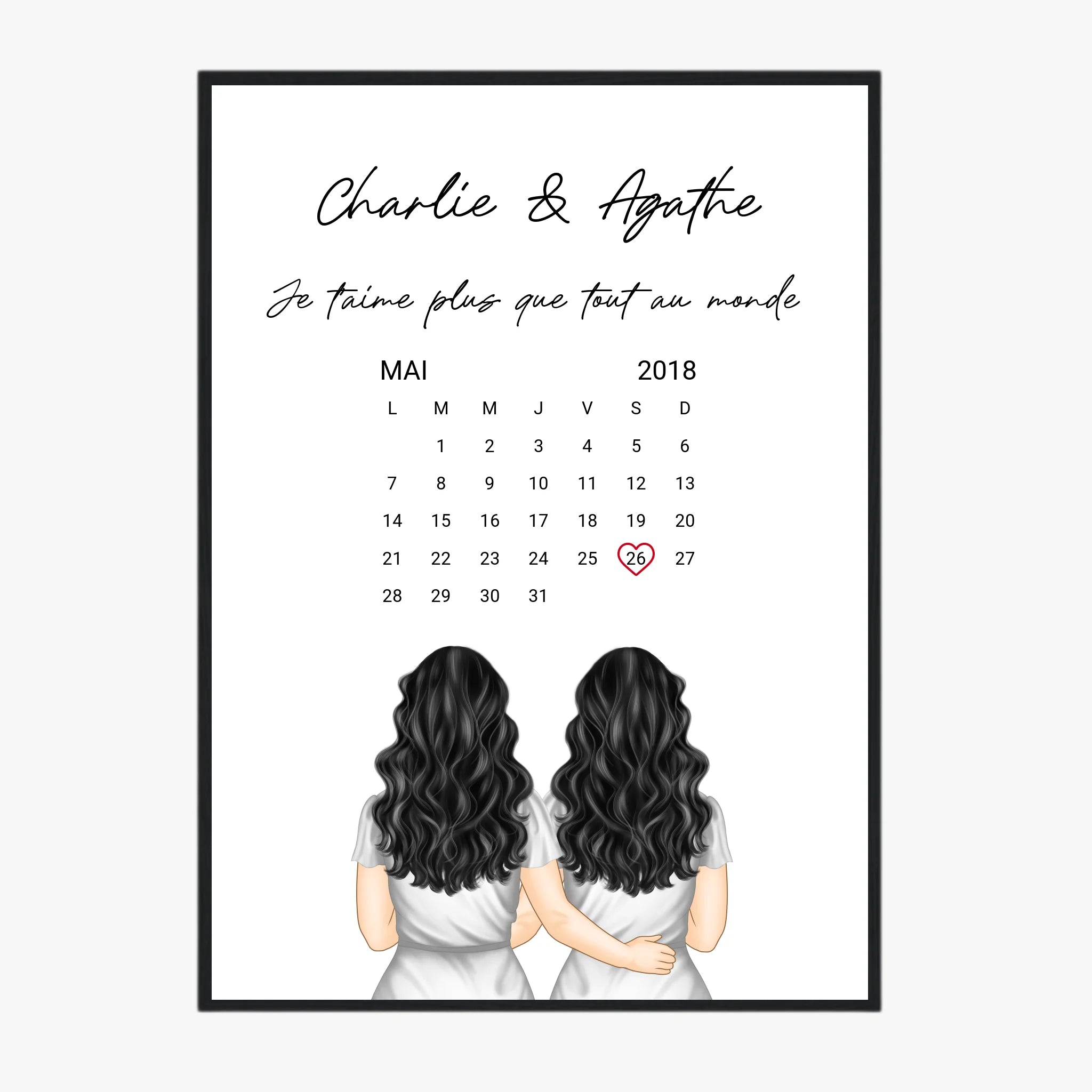 Affiche Personnalisée Couple Lesbien Calendrier