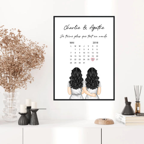 Affiche Personnalisée Couple Lesbien Calendrier