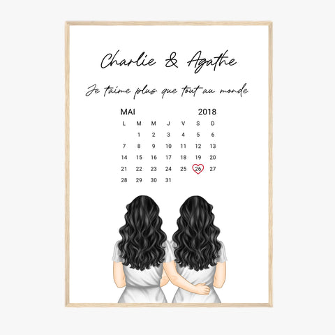 Affiche Personnalisée Couple Lesbien Calendrier