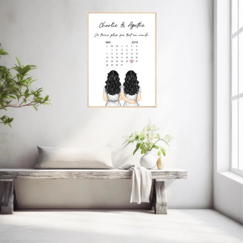 Affiche Personnalisée Couple Lesbien Calendrier