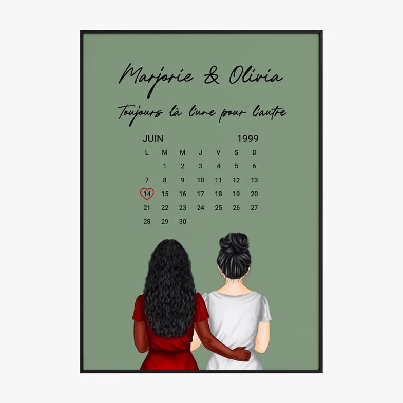 Impression personnalisée meilleurs amis, art numérique dicton personnalisé, portrait de deux amis, cadeau d'anniversaire meilleur ami, cadeau interurbain - France