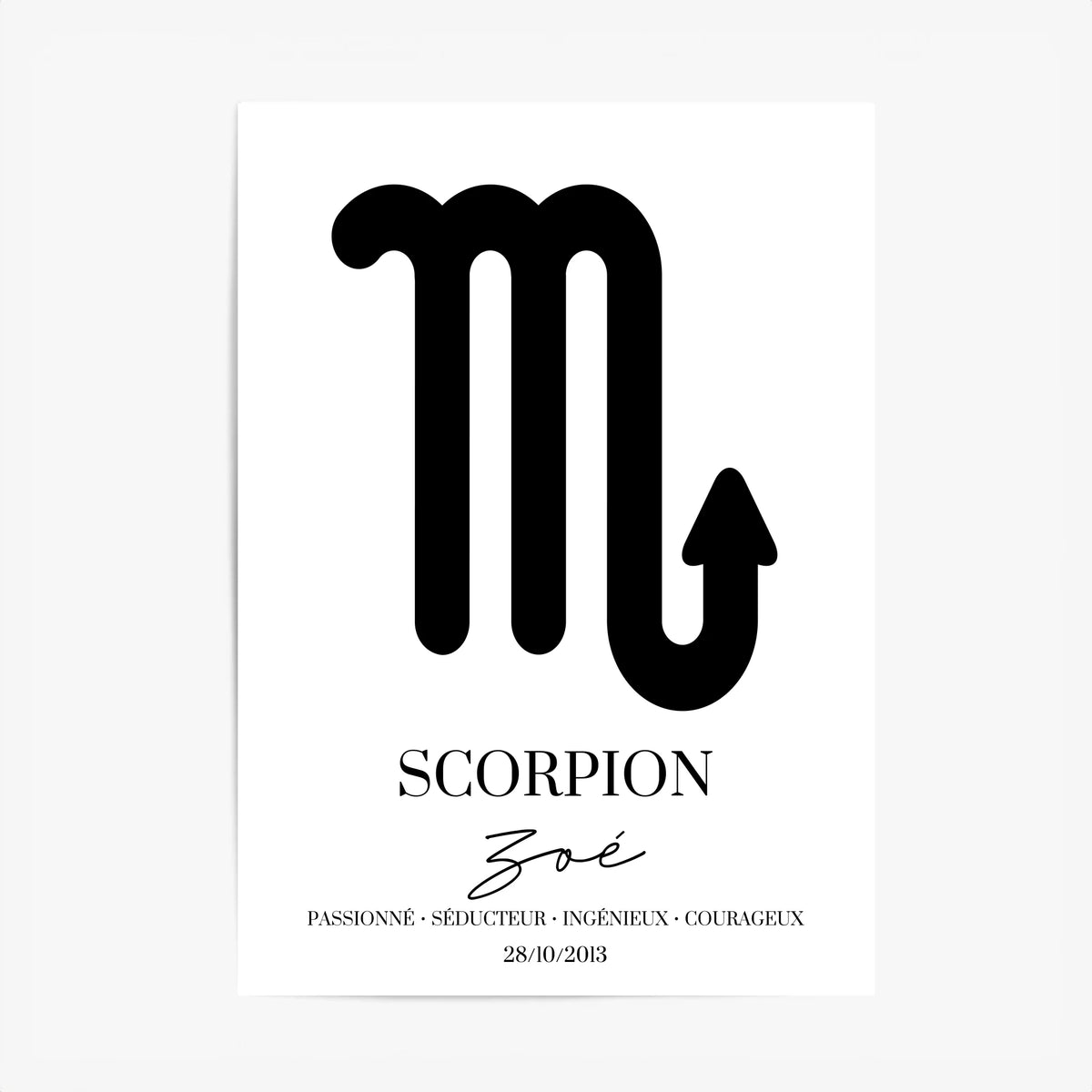Tableau Signe Astrologique Personnalisé Scorpion