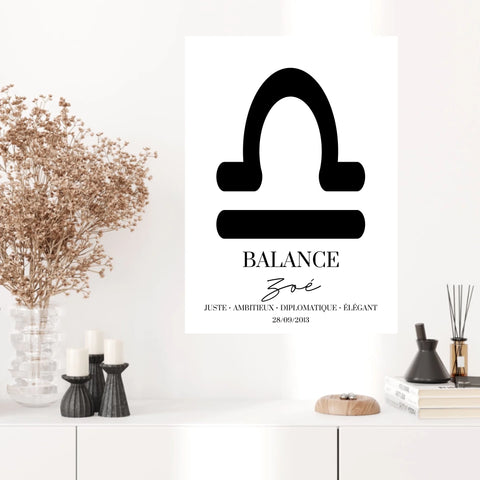 Tableau Signe Astrologique Personnalisé Balance