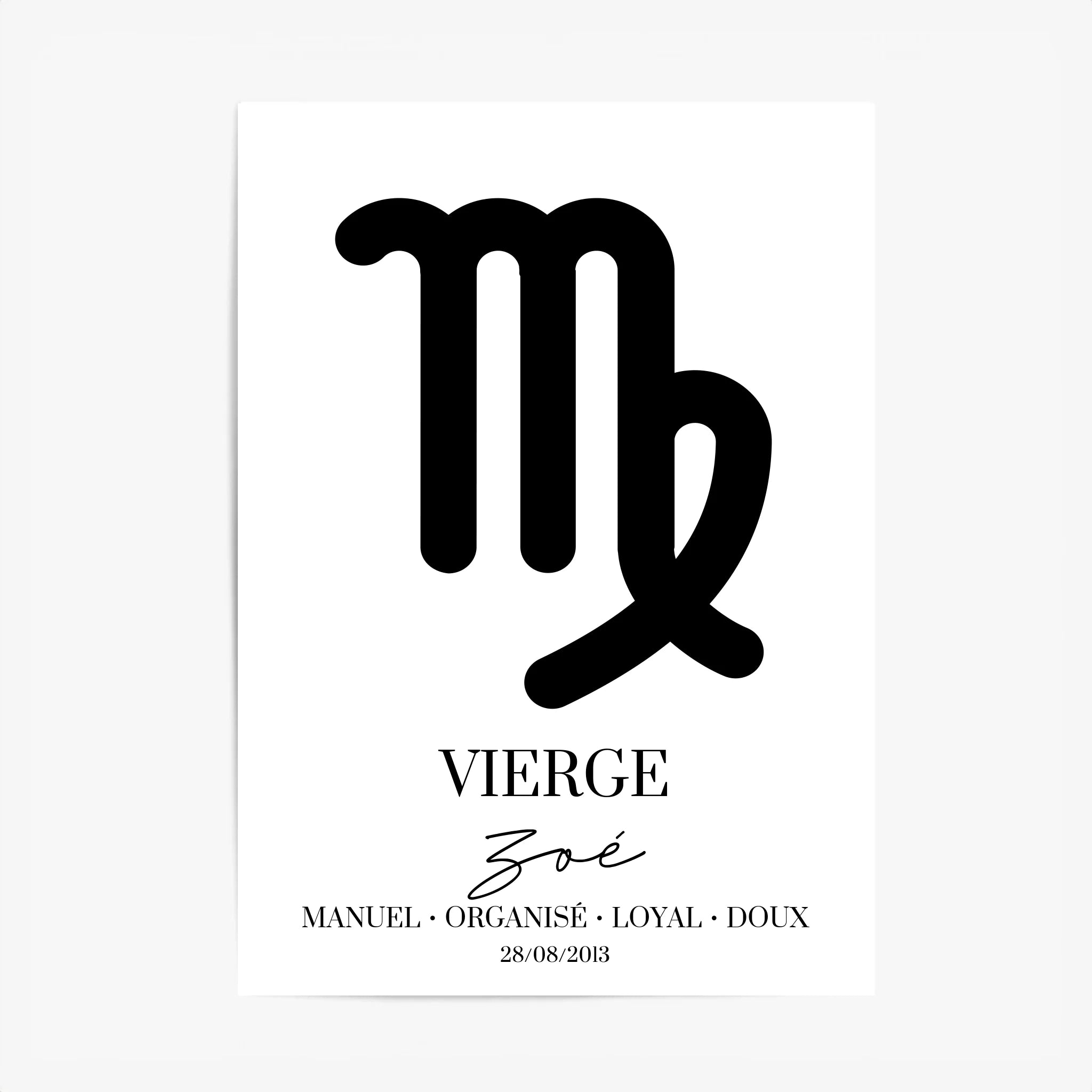 Tableau Signe Astrologique Personnalisé Vierge