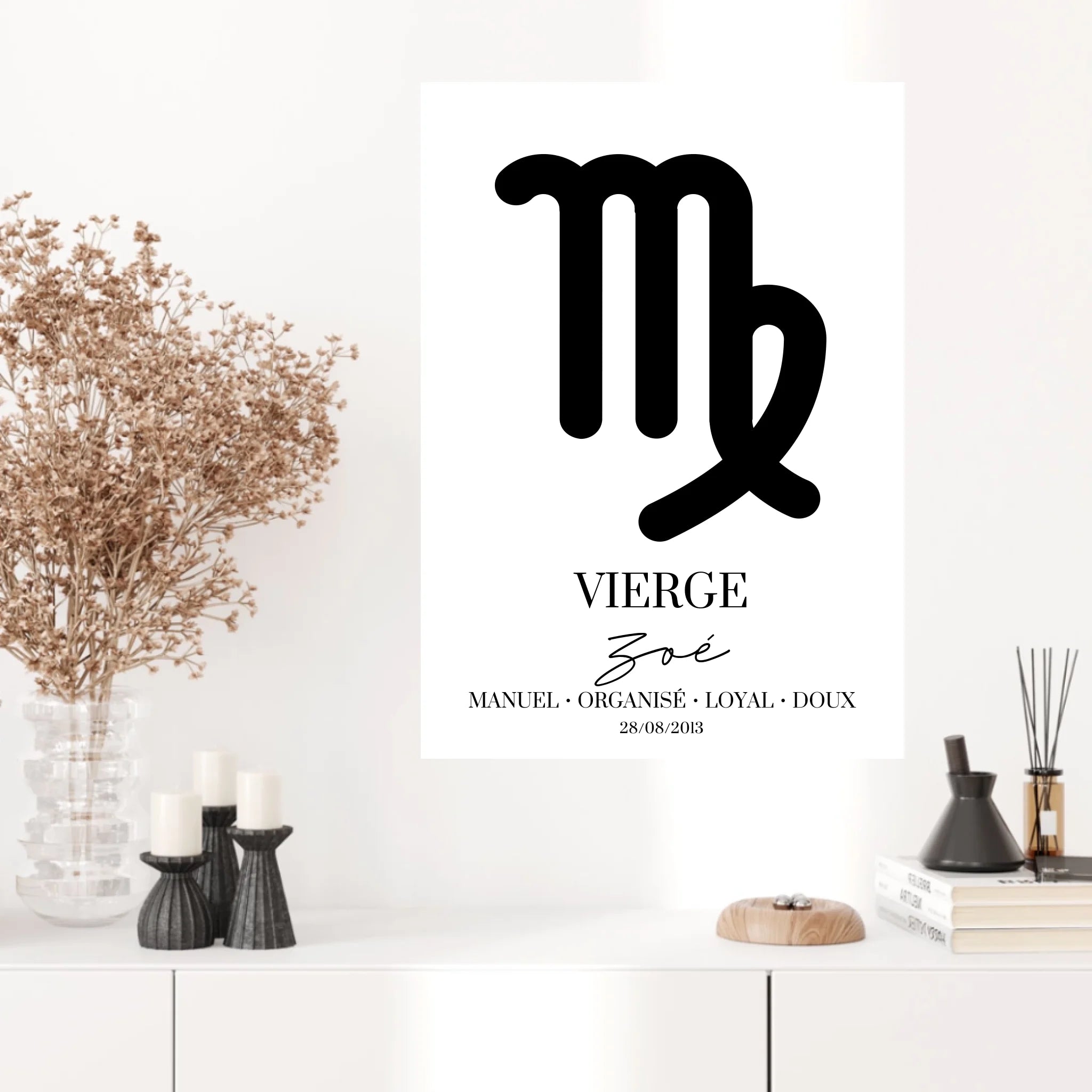 Tableau Signe Astrologique Personnalisé Vierge