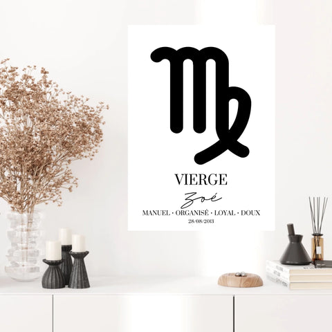 Tableau Signe Astrologique Personnalisé Vierge