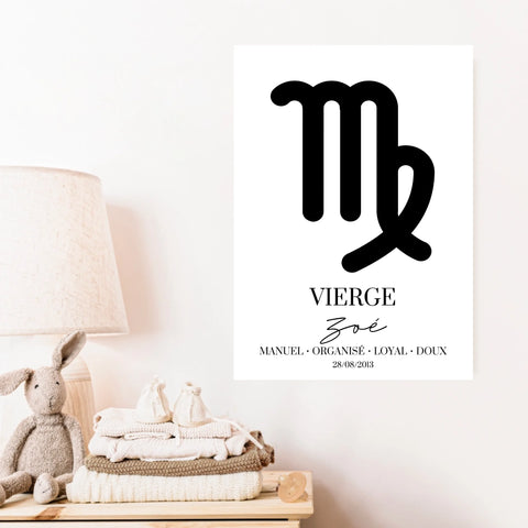 Tableau Signe Astrologique Personnalisé Vierge