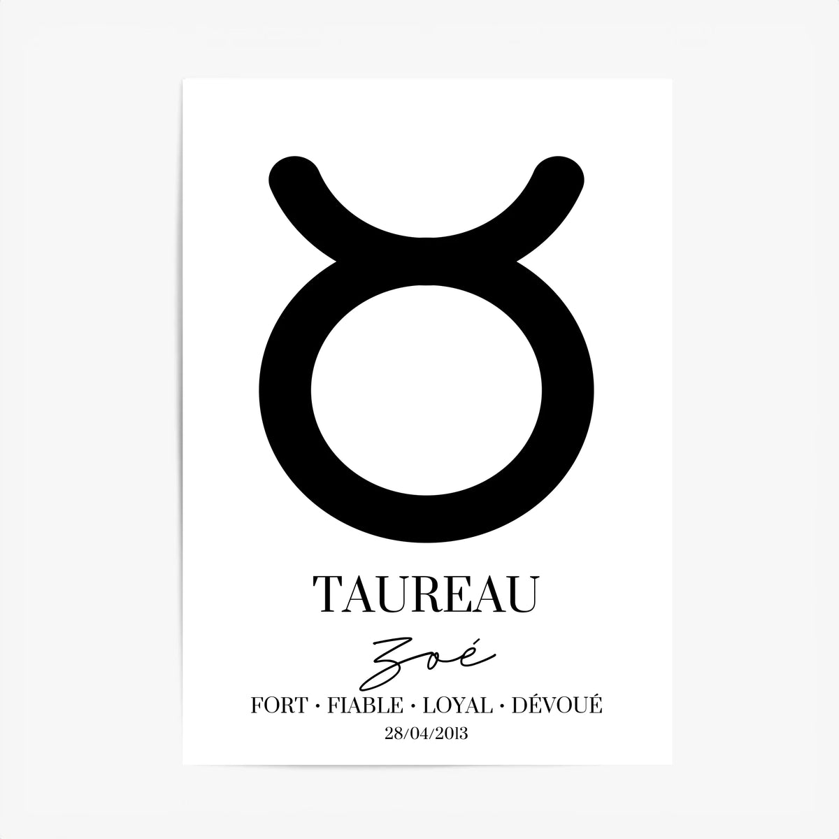 Tableau Signe Astrologique Personnalisé Taureau