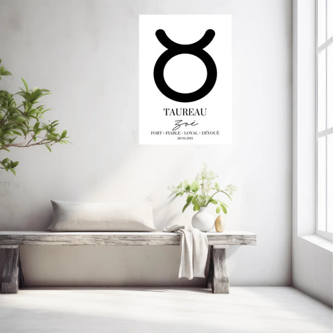 Tableau Signe Astrologique Personnalisé Taureau