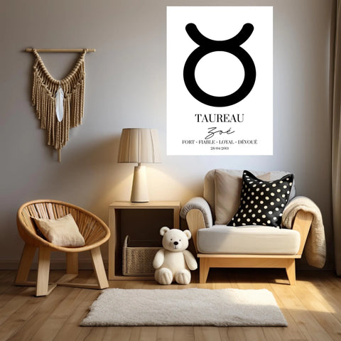 Tableau Signe Astrologique Personnalisé Taureau