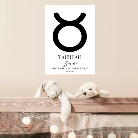 Tableau Signe Astrologique Personnalisé Taureau