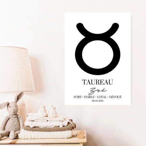 Tableau Signe Astrologique Personnalisé Taureau