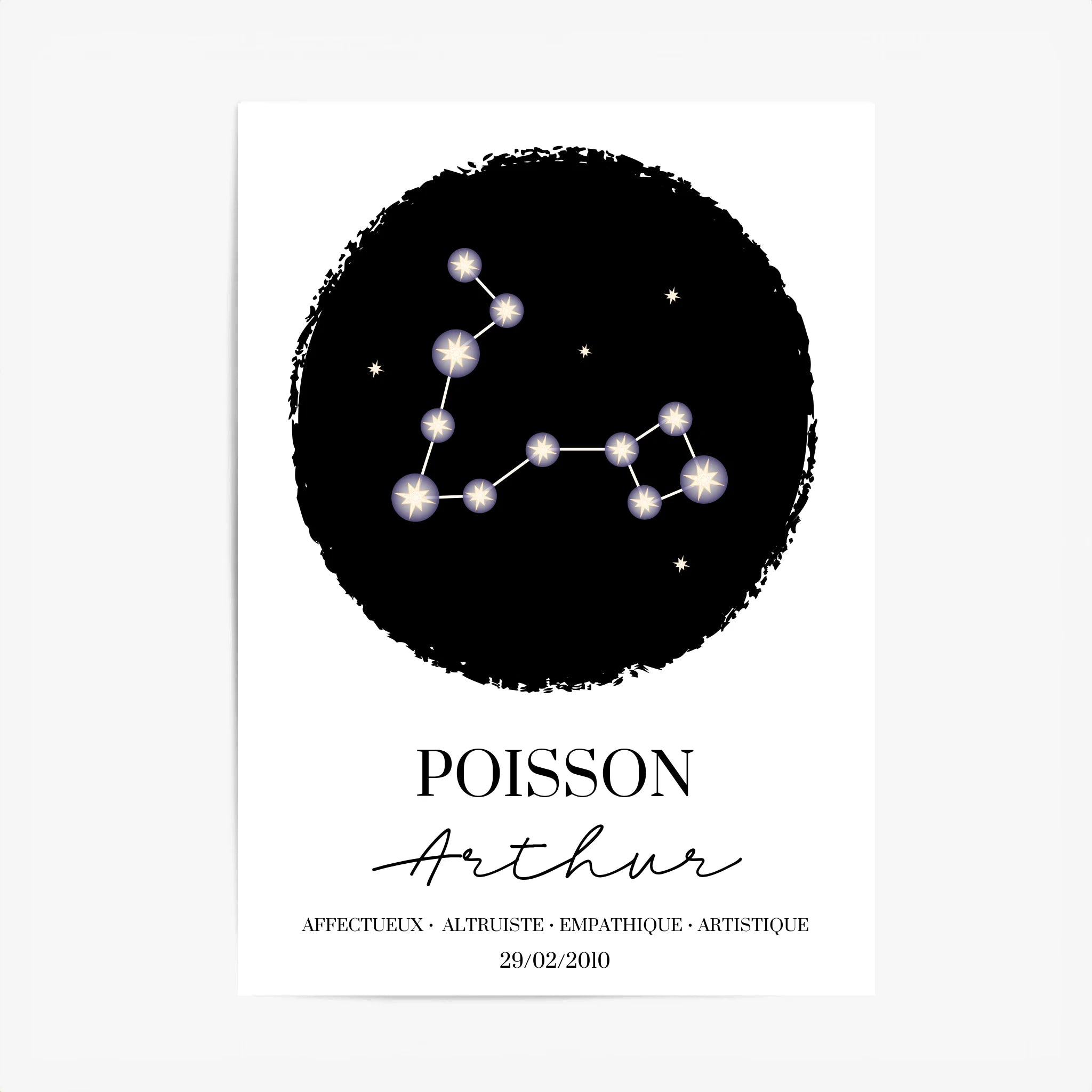 Tableau Personnalisé Signe Astrologique étoiles Poisson