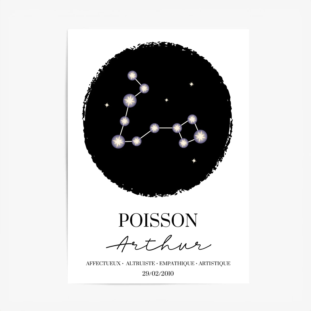 Tableau Personnalisé Signe Astrologique étoiles Poisson
