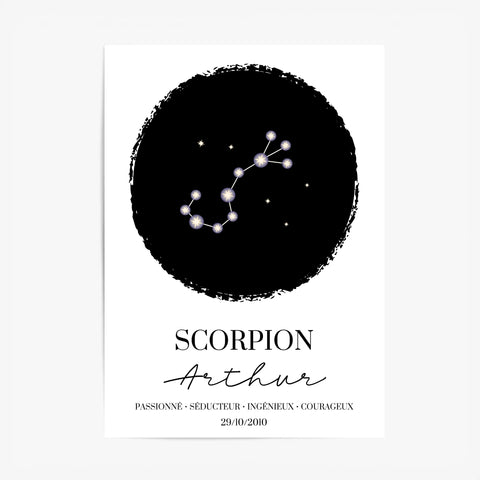 Tableau Personnalisé Signe Astrologique étoiles Scorpion