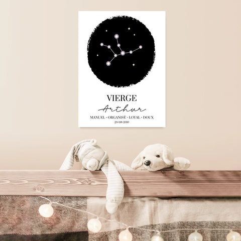 Tableau Personnalisé Signe Astrologique étoiles Vierge