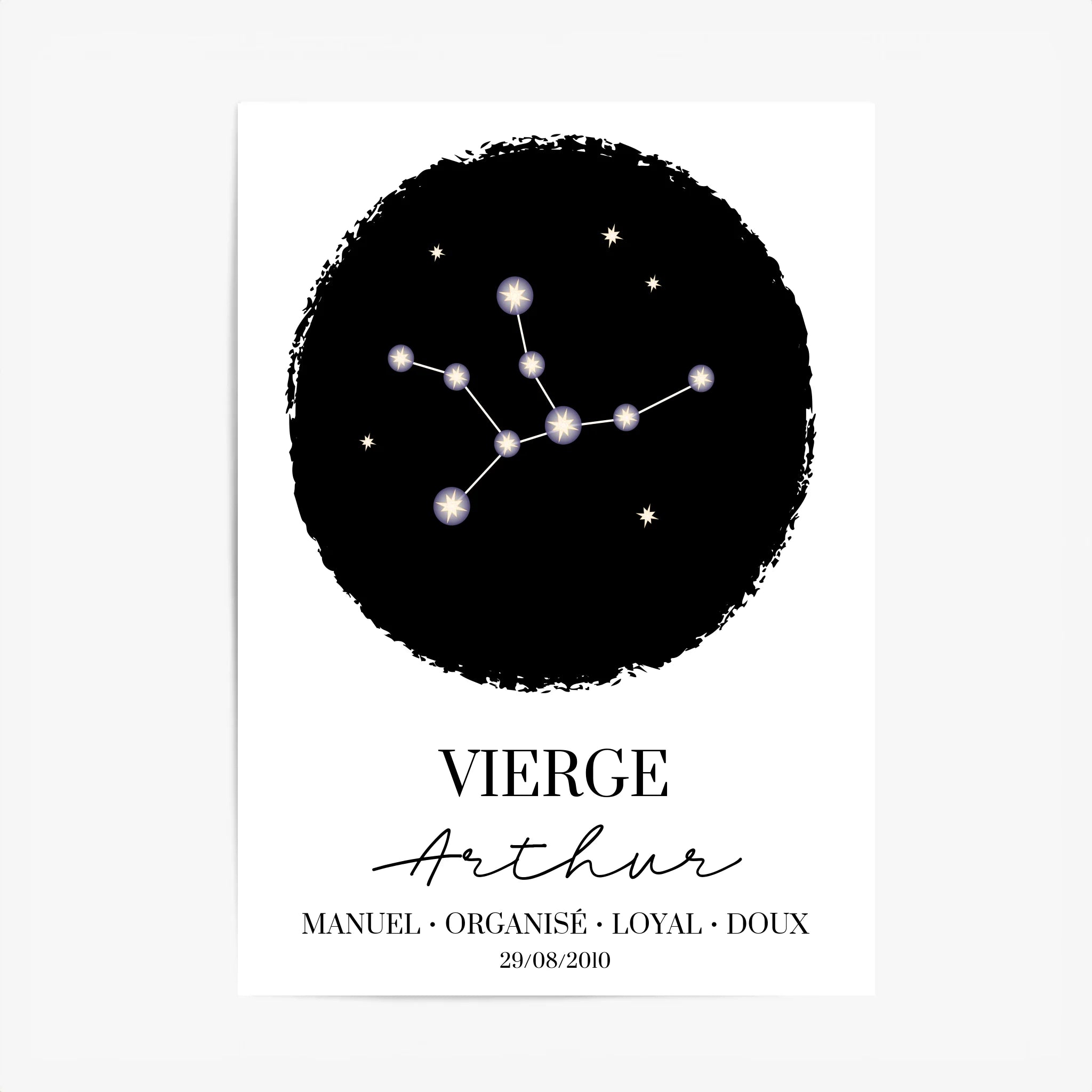 Tableau Personnalisé Signe Astrologique étoiles Vierge