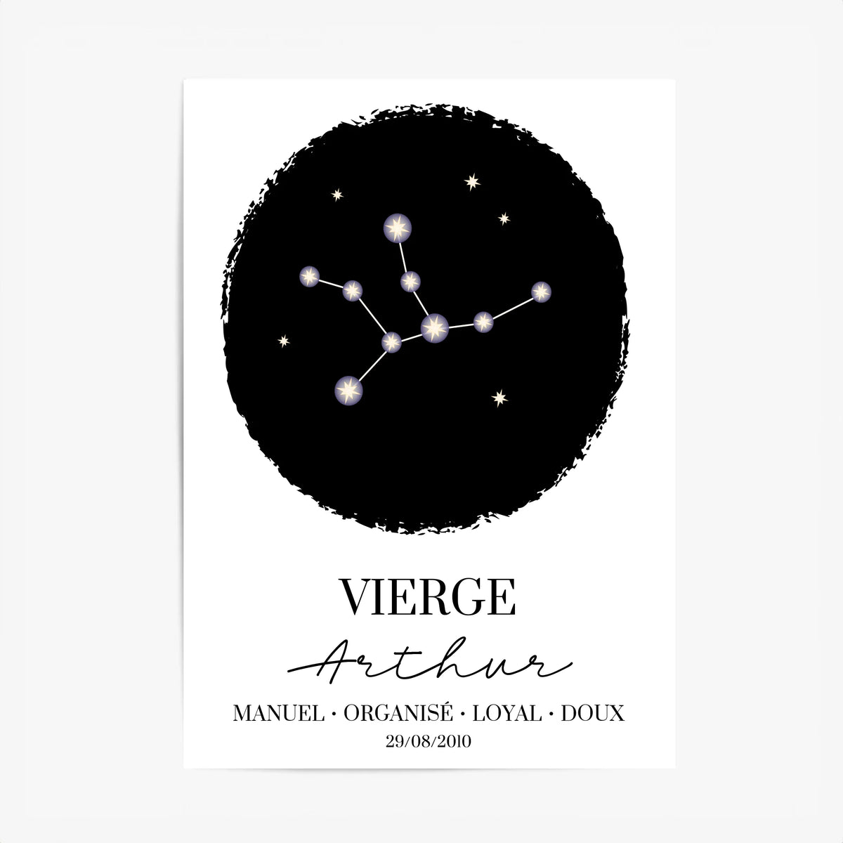 Tableau Personnalisé Signe Astrologique étoiles Vierge