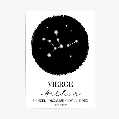 Tableau Personnalisé Signe Astrologique étoiles Vierge