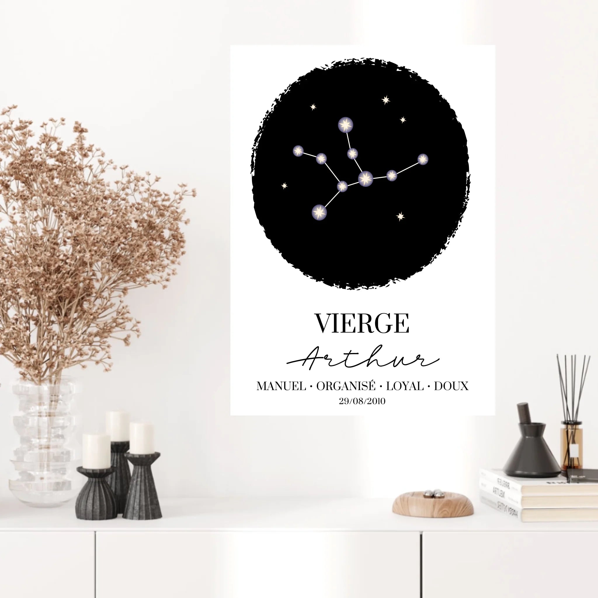 Tableau Personnalisé Signe Astrologique étoiles Vierge