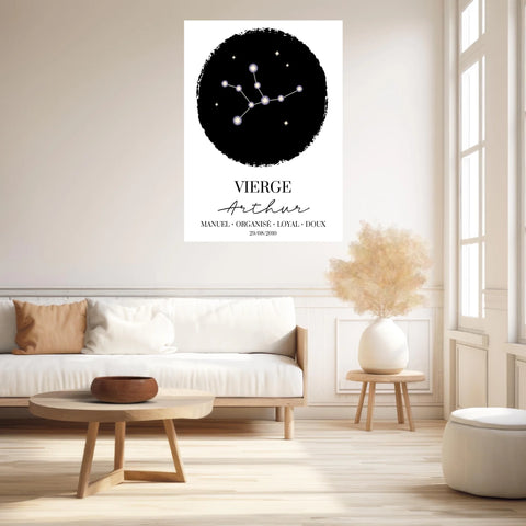 Tableau Personnalisé Signe Astrologique étoiles Vierge