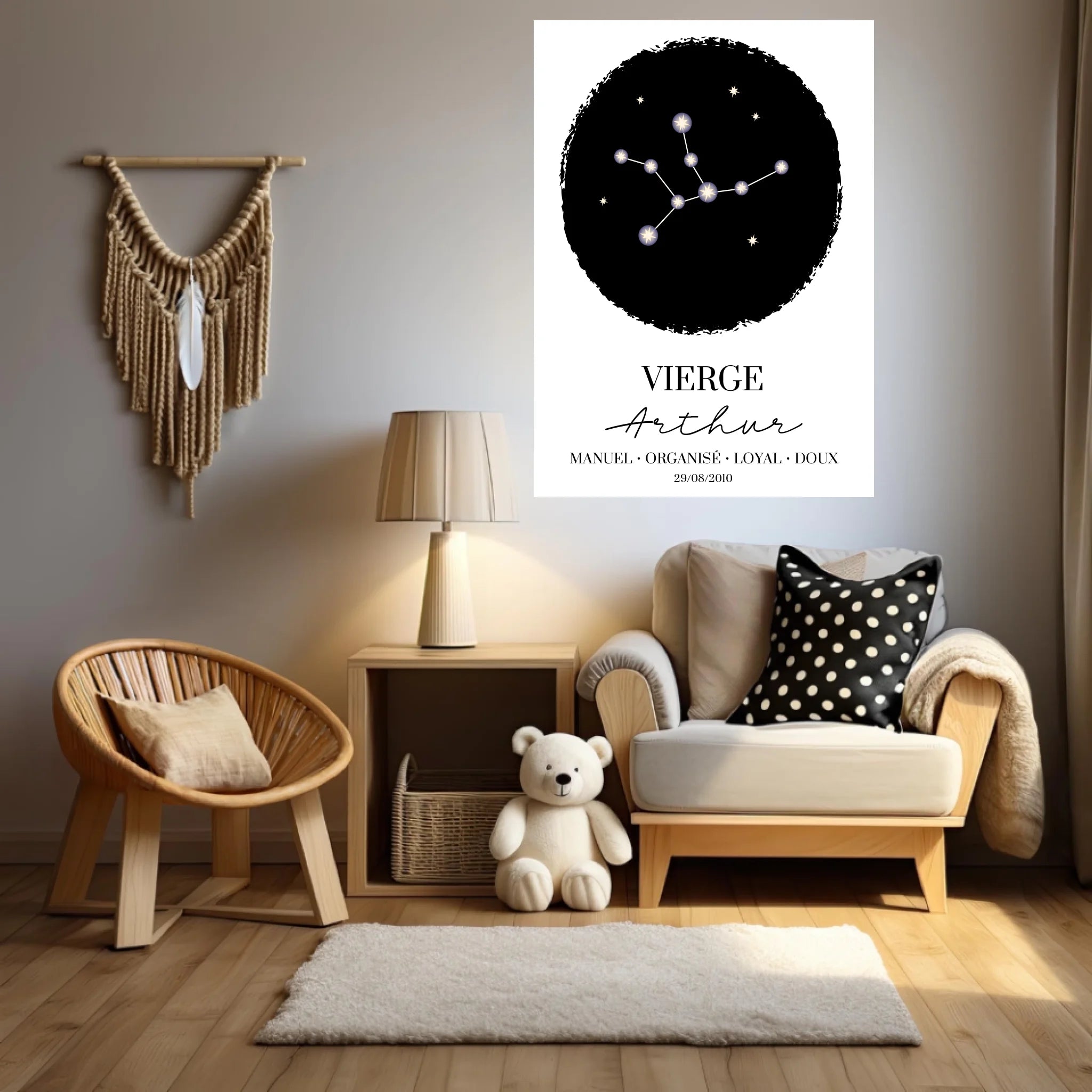 Tableau Personnalisé Signe Astrologique étoiles Vierge