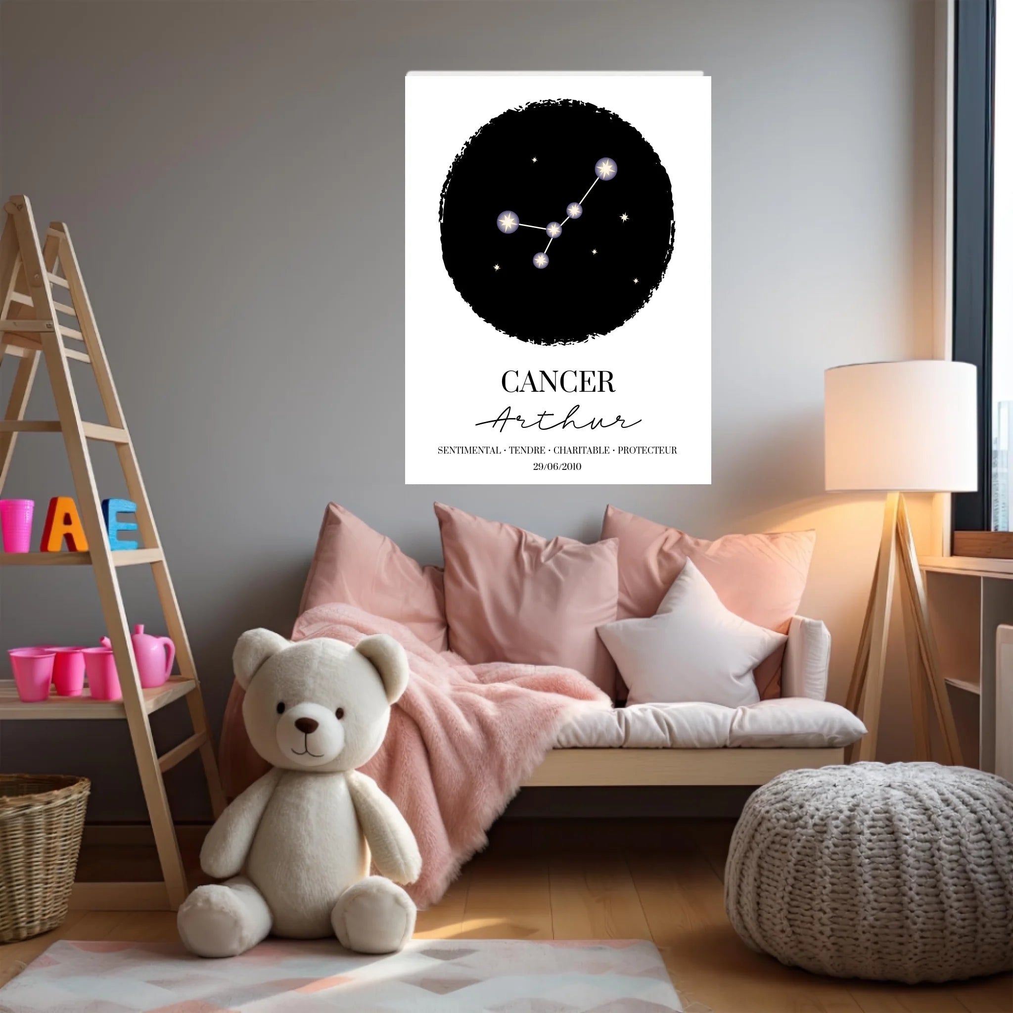 Tableau Personnalisé Signe Astrologique étoiles Cancer