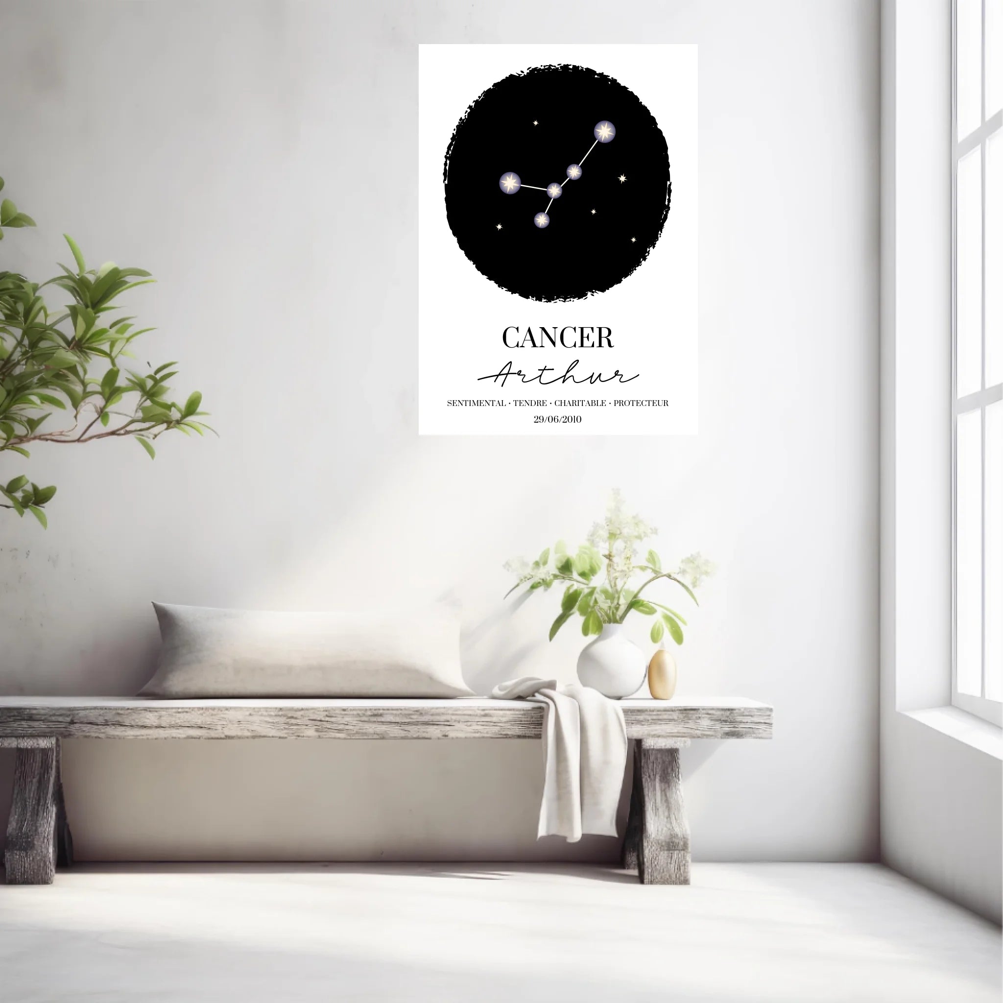 Tableau Personnalisé Signe Astrologique étoiles Cancer
