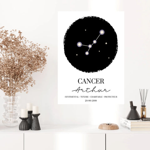 Tableau Personnalisé Signe Astrologique étoiles Cancer