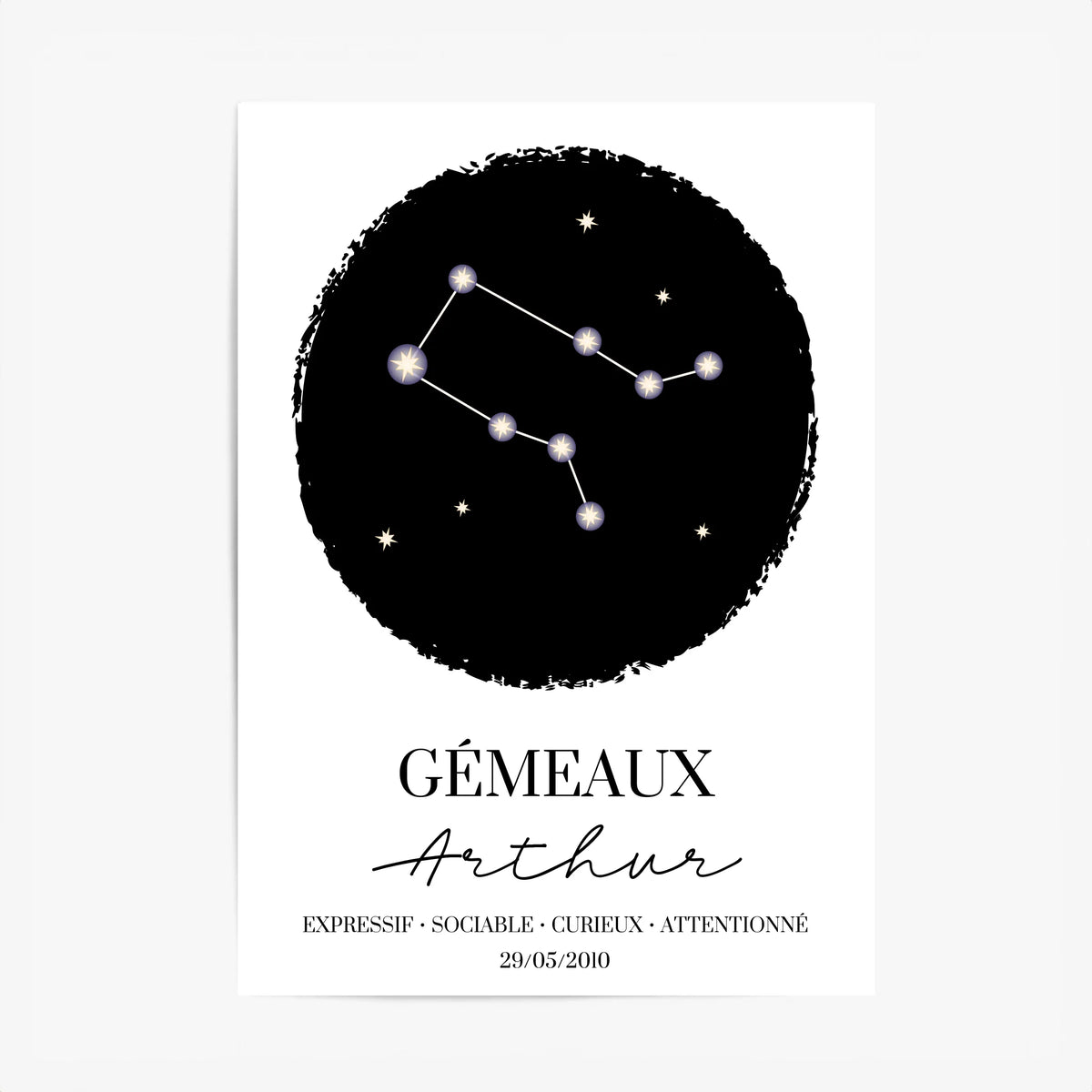 Tableau Personnalisé Signe Astrologique étoiles Gémeaux