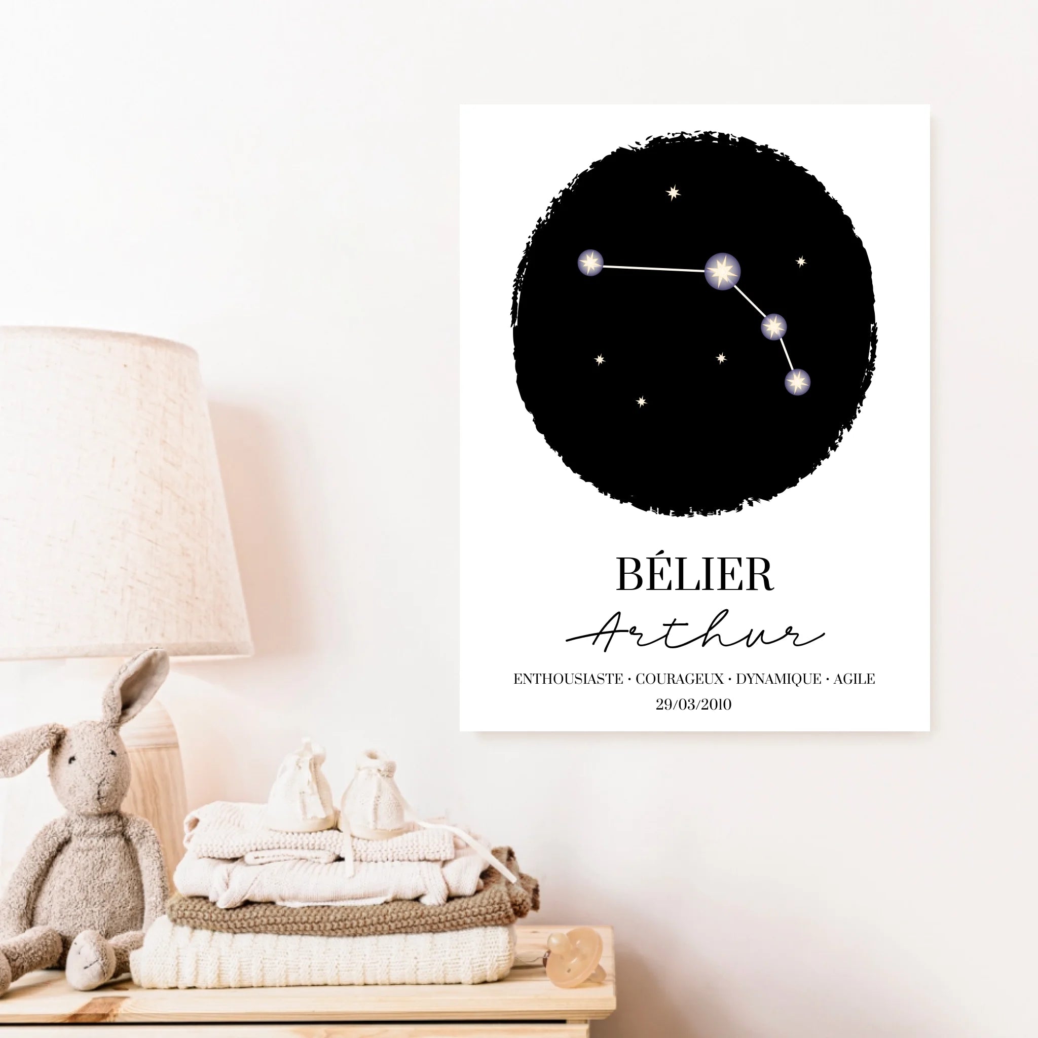 Tableau Personnalisé Signe Astrologique étoiles Belier