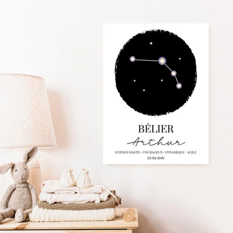 Tableau Personnalisé Signe Astrologique étoiles Belier