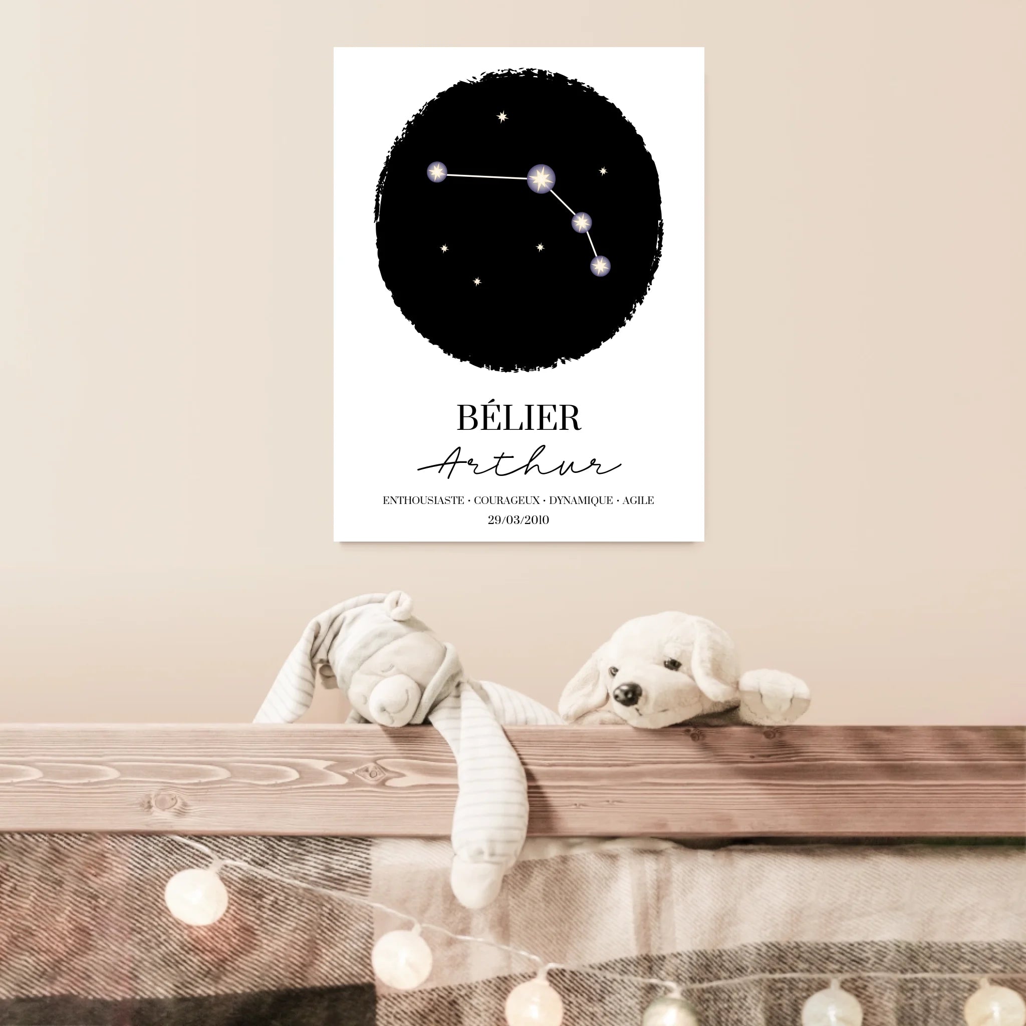Tableau Personnalisé Signe Astrologique étoiles Belier