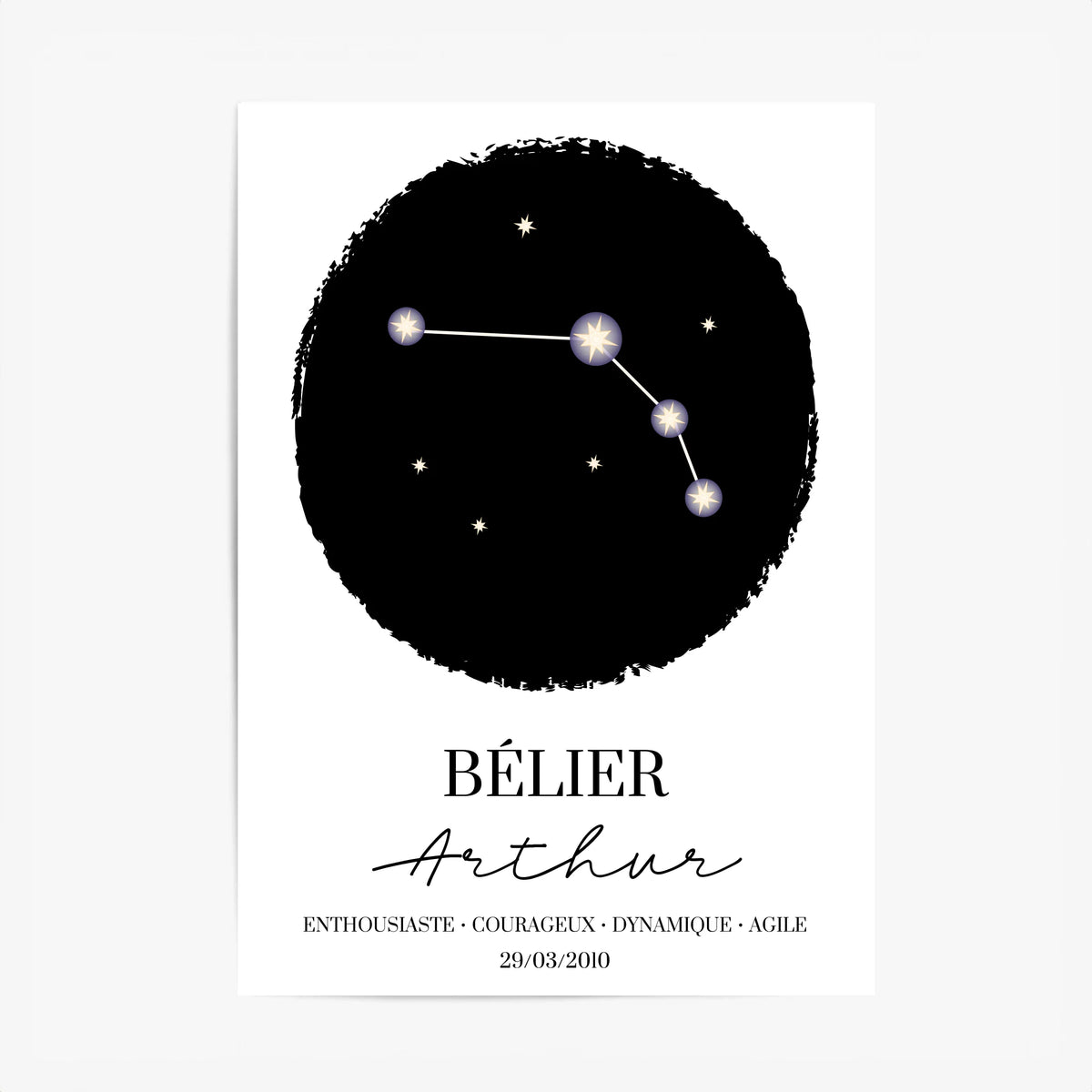 Tableau Personnalisé Signe Astrologique étoiles Belier