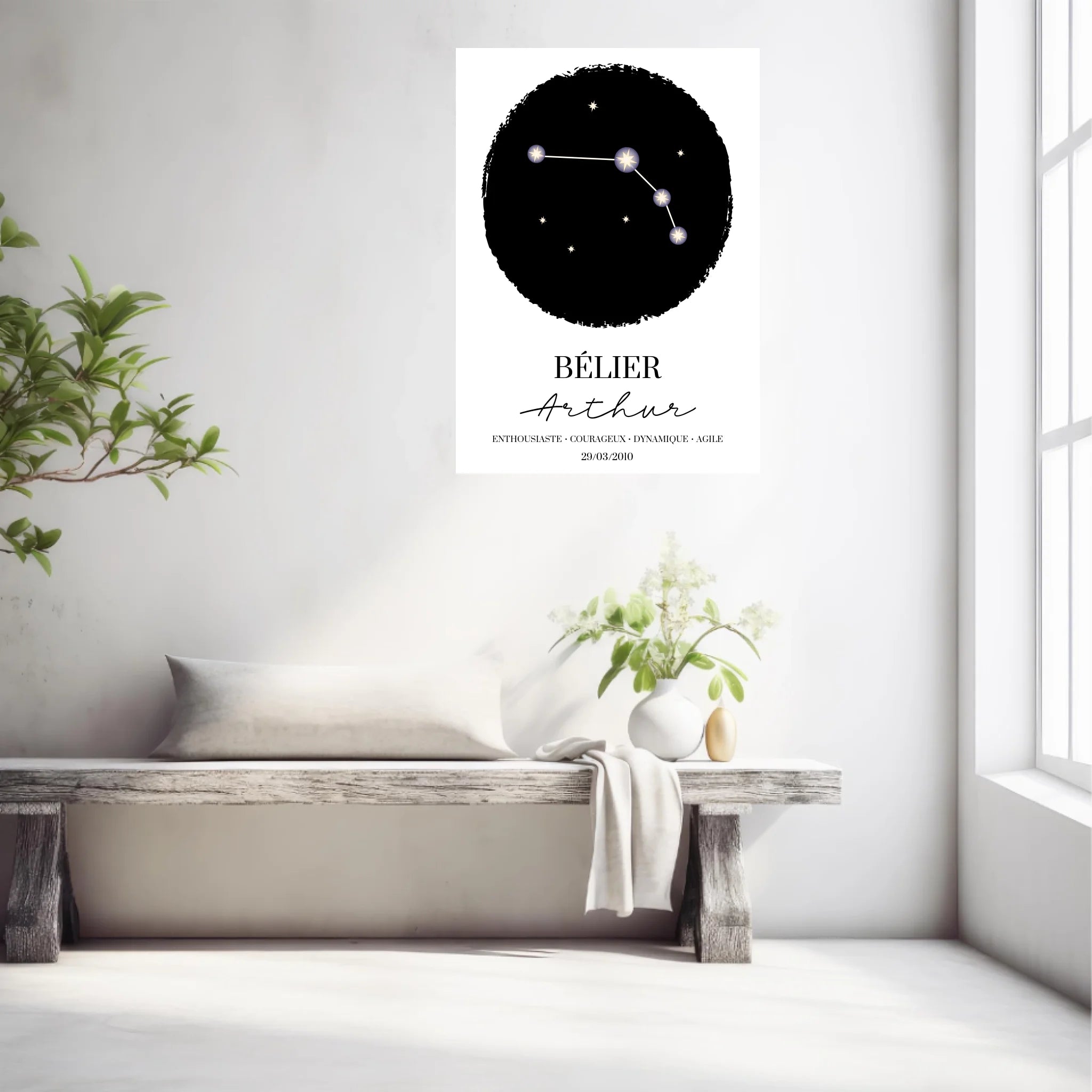 Tableau Personnalisé Signe Astrologique étoiles Belier