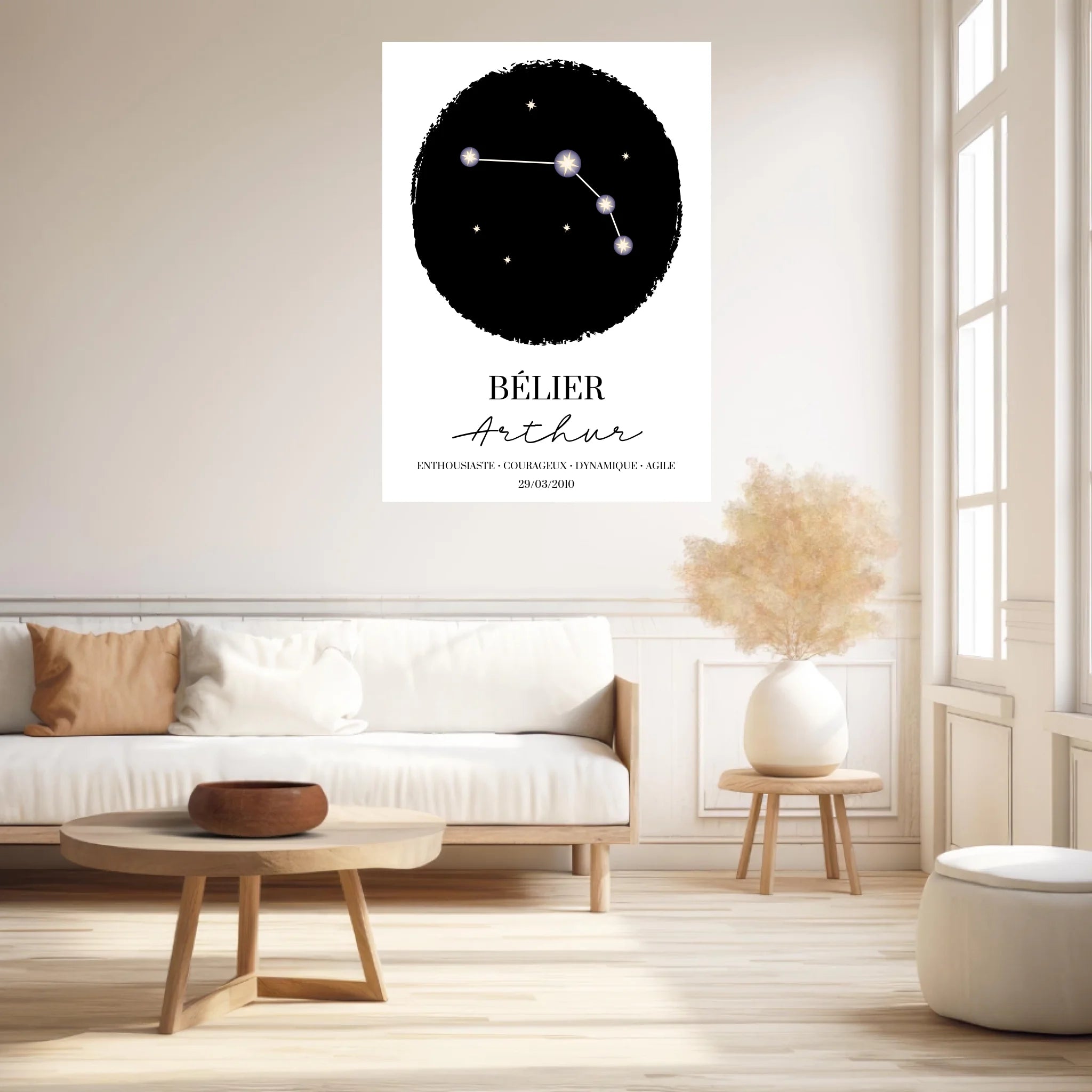 Tableau Personnalisé Signe Astrologique étoiles Belier