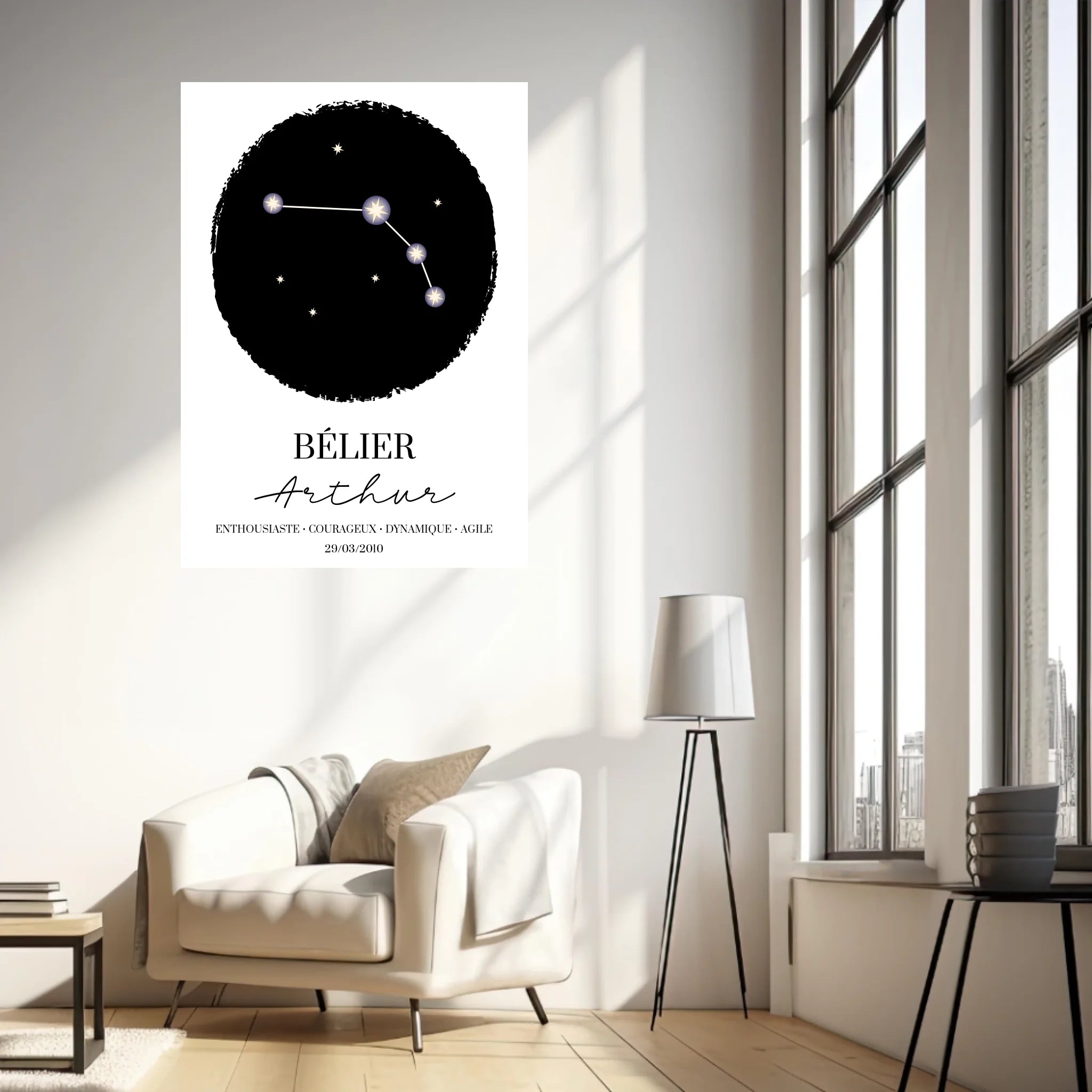 Tableau Personnalisé Signe Astrologique étoiles Belier