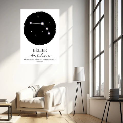 Tableau Personnalisé Signe Astrologique étoiles Belier