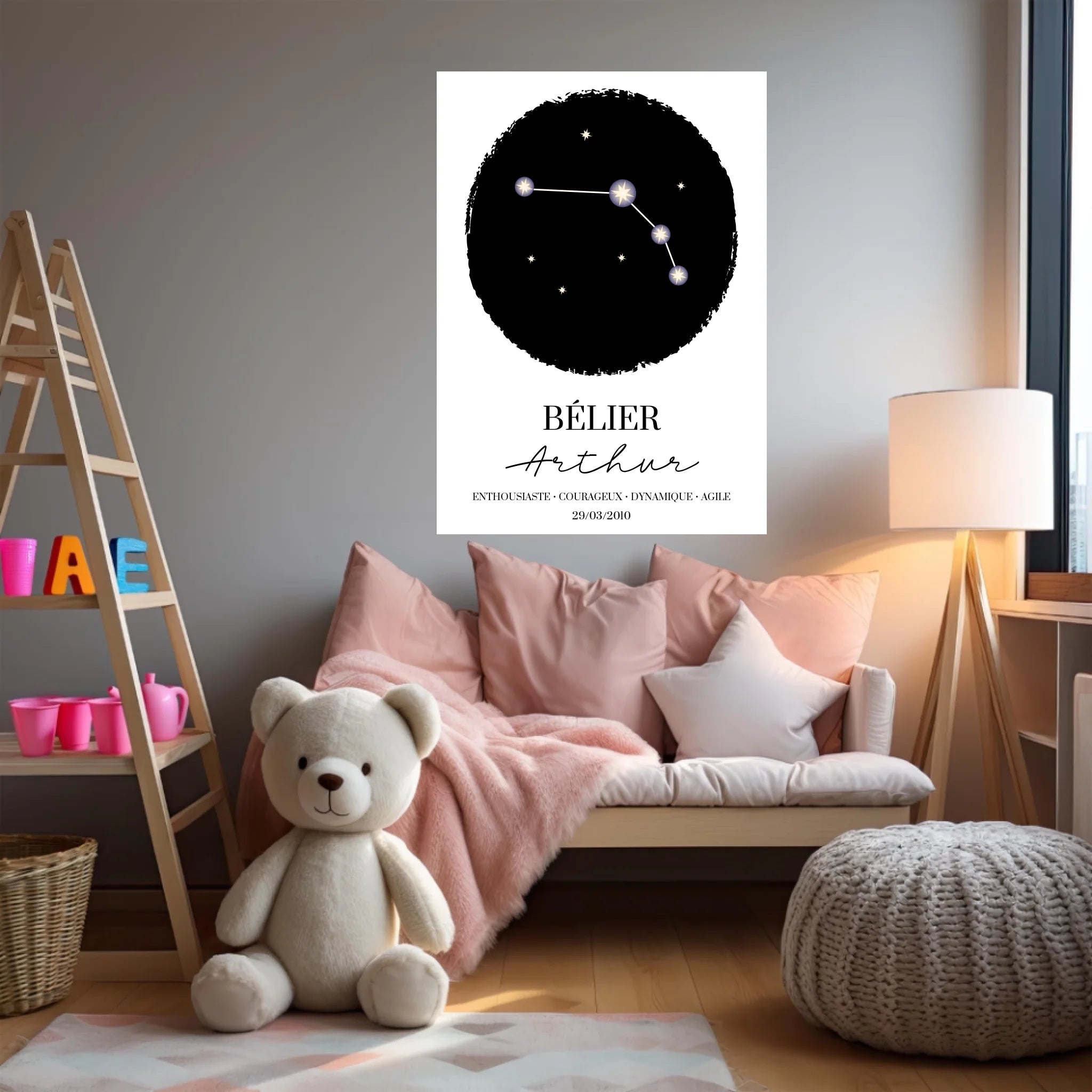 Tableau Personnalisé Signe Astrologique étoiles Belier