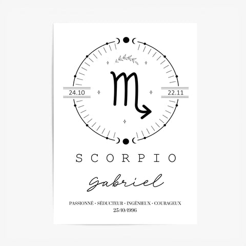 Tableau Personnalisé Signe Astrologique Boho Scorpion