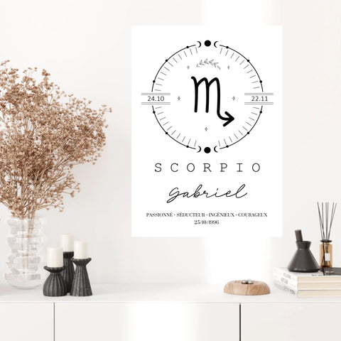 Tableau Personnalisé Signe Astrologique Boho Scorpion